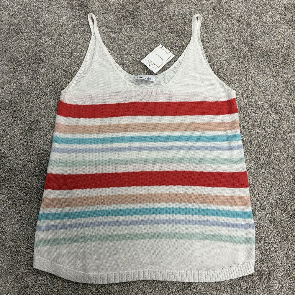 Carbon & Love Boutique Sweater Tank Top Women’s Medium Multicolor Striped NWT